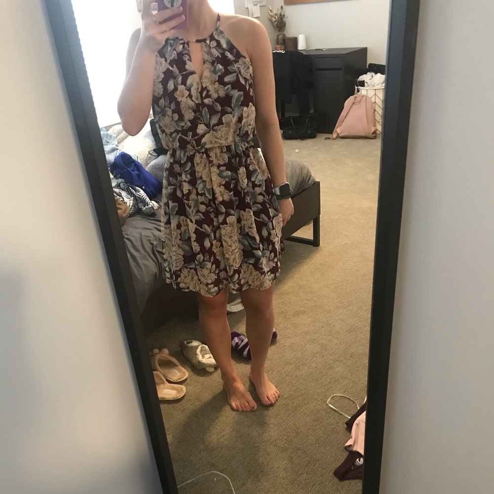 Red floral dress